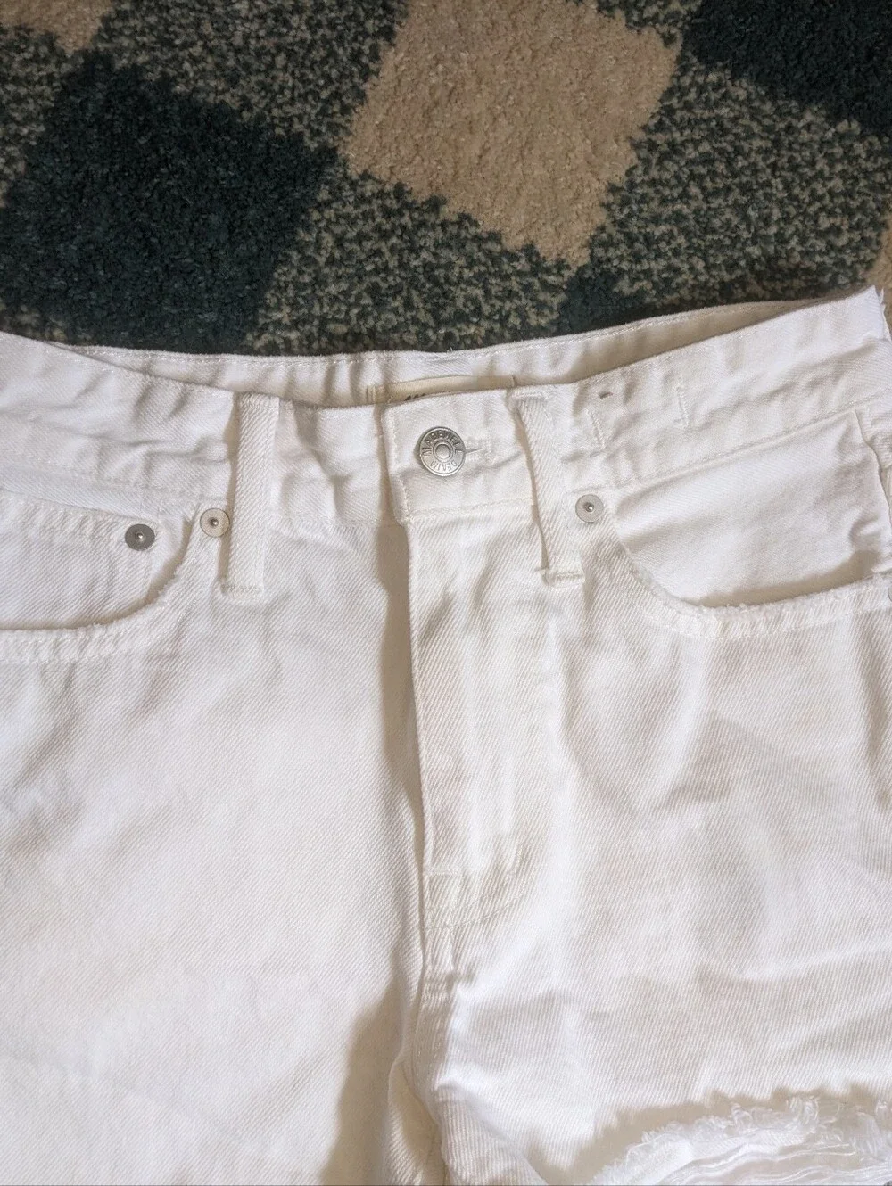 Madewell White 100% Cotton Relaxed Denim Shorts Size 23